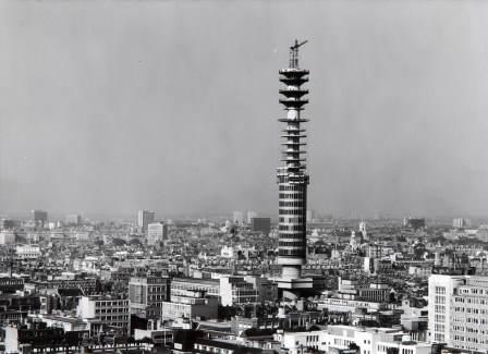 The tower is shown taking shape. It dominates the London landscape. 
