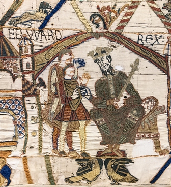 Bayeux Tapestry, Scene 1: King Edward the Confessor and Harold Godwinson at Winchester