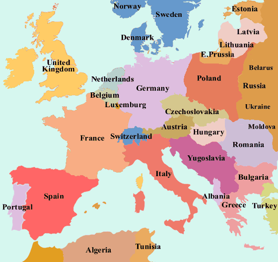 A map of Europe in 1919