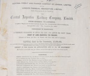 Prospectus for the Central Argentine Railway. The National Archives ref: RAIL 1075/234