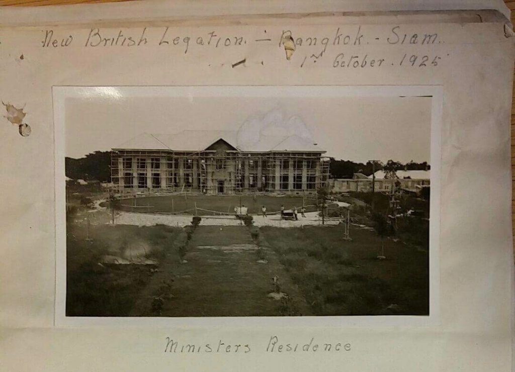 Photograph shows The British Embassy Bangkok in Ploenjit district during construction, 1925 (The National Archives, WORK 10/275)